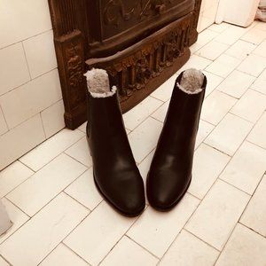 J. Crew Sherpa-Lined Chelsea Boots - Black Leather